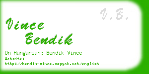 vince bendik business card